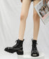Wire Design Lace-up Boots
